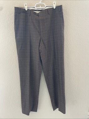 Canali Gray Plaid Dress Pants